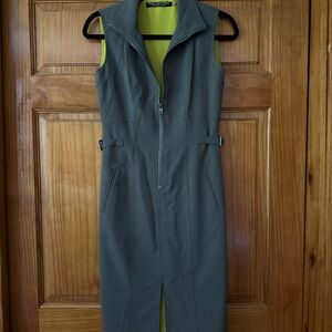 Gray Sleeveless Zip-Up Dress